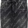 ( Positively Conscious ) Balenciaga Minijupe Taille-basse à Logo Imprimé 1052 STONEWASH BLACK