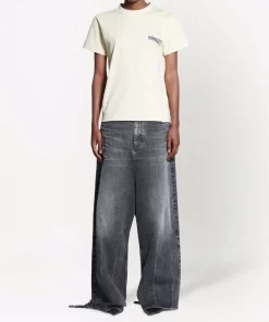 ( Positively Conscious ) Balenciaga T-shirt à Logo Political Campaign 8962 CREAM/BLACK/BLUE -Vente magasin Balenciaga 17729841 38891648 600