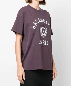 ( Positively Conscious ) Balenciaga 6164 BURGUNDY T-shirt Oversize à Logo Imprimé Femme -Vente magasin Balenciaga 17729852 39452147 600