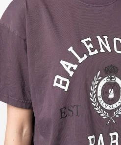 ( Positively Conscious ) Balenciaga 6164 BURGUNDY T-shirt Oversize à Logo Imprimé Femme -Vente magasin Balenciaga 17729852 39452149 600