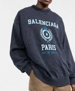 ( Positively Conscious ) Balenciaga Pull à Logo Imprimé 4640 NAVY/WHITE -Vente magasin Balenciaga 17729873 39539424 600