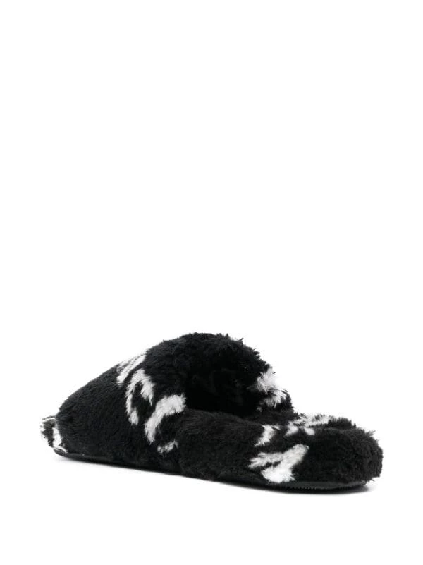 ( Positively Conscious ) Balenciaga 1090 BLACK/WHITE Chaussons En Fourrure Artificielle à Logo Femme 5 ( Positively Conscious ) Balenciaga 1090 BLACK/WHITE Chaussons En Fourrure Artificielle à Logo Femme – Image 3