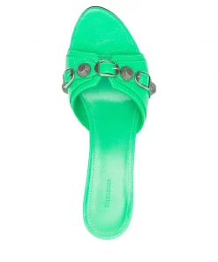 ( Positively Conscious ) Balenciaga Sandales Cagole En Cuir à Clous 3981 VIVID GREEN /NIKEL -Vente magasin Balenciaga 17729932 38967564 600