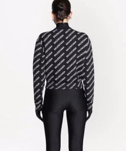 ( Positively Conscious ) Balenciaga 1070 -BLACK/WHITE Pull à Motif Monogrammé Femme -Vente magasin Balenciaga 17729942 38877634 600