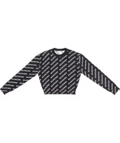 ( Positively Conscious ) Balenciaga 1070 -BLACK/WHITE Pull à Motif Monogrammé Femme