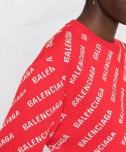 ( Positively Conscious ) Balenciaga Pull à Logo En Jacquard 6090 RED/WHITE -Vente magasin Balenciaga 17729956 39387434 600