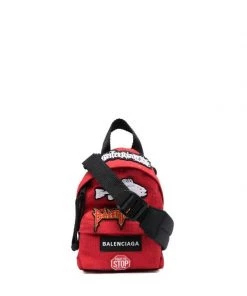 ( Positively Conscious ) Balenciaga Sac à Dos Zippé à Patch Logo 6406 -RED