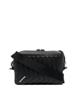 ( Positively Conscious ) Balenciaga 1000 BLACK Sac à Bandoulière En Cuir Homme