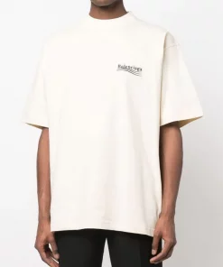 ( Positively Conscious ) Balenciaga 8962 CREAM/BLACK/BLUE T-shirt à Logo Imprimé Homme -Vente magasin Balenciaga 17730549 38965491 600