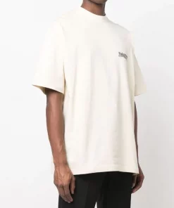 ( Positively Conscious ) Balenciaga 8962 CREAM/BLACK/BLUE T-shirt à Logo Imprimé Homme -Vente magasin Balenciaga 17730549 38967285 600