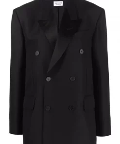 ( Positively Conscious ) Balenciaga 0100 -BLACK W Veste Shrunk Tuxedo à Boutonnière Croisée Femme