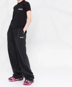 ( Positively Conscious ) Balenciaga Pantalon De Jogging à Logo Brodé 9034 -WASHED BLACK/WHITE -Vente magasin Balenciaga 17730603 39142363 600