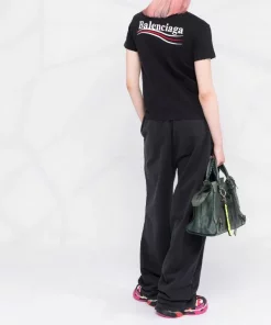 ( Positively Conscious ) Balenciaga 9034 WASHED BLACK/WHITE T-shirt à Logo Imprimé Femme -Vente magasin Balenciaga 17730640 39159306 600
