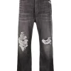 ( Positively Conscious ) Balenciaga 0107 BLACK/WHITE W Jean Droit à Finitions Effilochées Homme