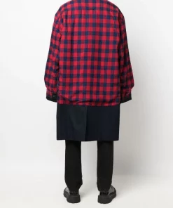 ( Positively Conscious ) Balenciaga Manteau Patched à Carreaux 8065 NAVY -Vente magasin Balenciaga 17730688 39256496 600