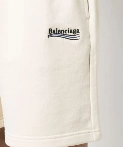 ( Positively Conscious ) Balenciaga 8962 CREAM/BLACK/BLUE Short De Sport à Coupe Droite Homme -Vente magasin Balenciaga 17731420 39697287 600