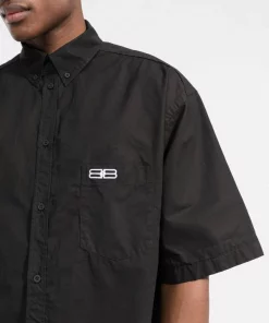 ( Positively Conscious ) Balenciaga Chemise BB Icon à Manches Courtes 1000 BLACK -Vente magasin Balenciaga 17731450 39570476 600