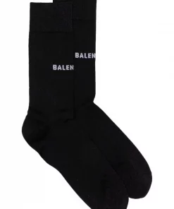 ( Positively Conscious ) Balenciaga 1177 BLACK/WHITE Chaussettes En Maille à Logo Femme