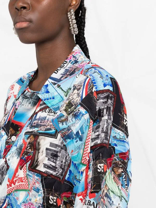 ( Positively Conscious ) Balenciaga 8470 -MULTICO Chemise à Imprimé Postcard Femme 5 ( Positively Conscious ) Balenciaga 8470 -MULTICO Chemise à Imprimé Postcard Femme – Image 3