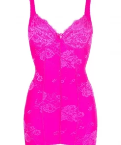 ( Positively Conscious ) Balenciaga 6840 LIPSTICK PINK Robe Courte à Fleurs En Jacquard Femme