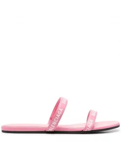 ( Positively Conscious ) Balenciaga 5990 SWEET PINK/ WHITE Claquettes Ă Brides Ă Logo Femme