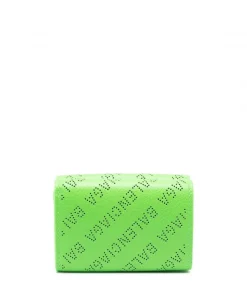 ( Positively Conscious ) Balenciaga Portefeuille En Cuir à Logo Imprimé 3817 ACID GREEN