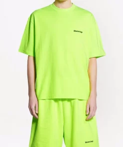 ( Positively Conscious ) Balenciaga T-shirt à Logo BB Brodé 7110 FLUO YELLOW/BLACK -Vente magasin Balenciaga 17731661 38891053 600