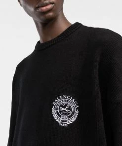 ( Positively Conscious ) Balenciaga Pull L/S à Logo Brodé 1070 BLACK/WHITE -Vente magasin Balenciaga 17732005 6e4e0e93 d6ed 495a 8d81 81d935c51e2b 600