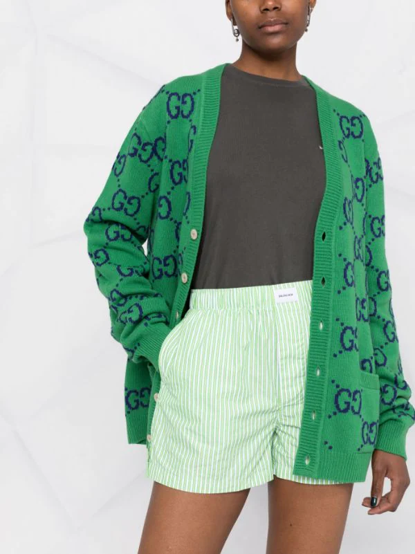 ( Positively Conscious ) Balenciaga 3048 GREEN/WHITE Short De Pyjama à Rayures Femme 7 ( Positively Conscious ) Balenciaga 3048 GREEN/WHITE Short De Pyjama à Rayures Femme – Image 5