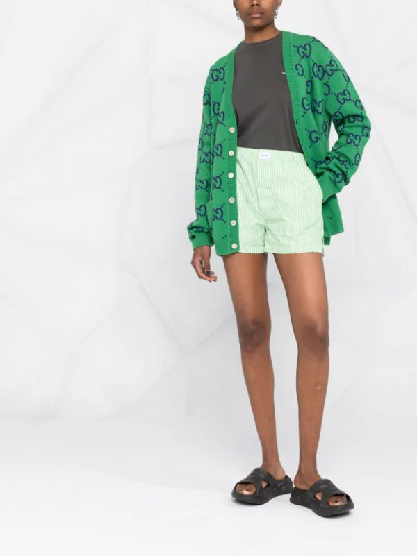 ( Positively Conscious ) Balenciaga 3048 GREEN/WHITE Short De Pyjama à Rayures Femme 4 ( Positively Conscious ) Balenciaga 3048 GREEN/WHITE Short De Pyjama à Rayures Femme – Image 2