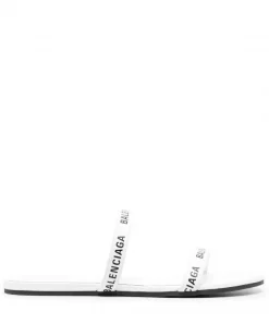 ( Positively Conscious ) Balenciaga 9010 WHITE/BLACK Sandales à Logo Imprimé Femme