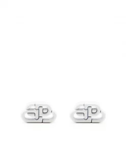 ( Positively Conscious ) Balenciaga 5241 WHITE/SILVER Puces D'oreilles BB Femme
