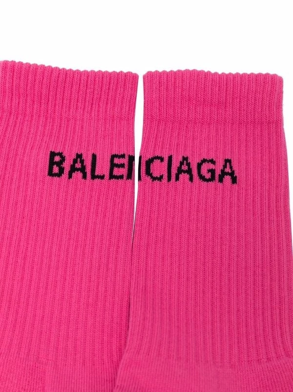 ( Positively Conscious ) Balenciaga 5860 PINK/BLACK Chaussettes De Tennis à Logo Imprimé Femme 4 ( Positively Conscious ) Balenciaga 5860 PINK/BLACK Chaussettes De Tennis à Logo Imprimé Femme – Image 2