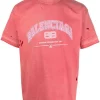 ( Positively Conscious ) Balenciaga T-shirt Effet-usé à Logo Imprimé 6441 CARDI RED/ORNGE/WHTE -Vente magasin Balenciaga 17909646 37910870 600