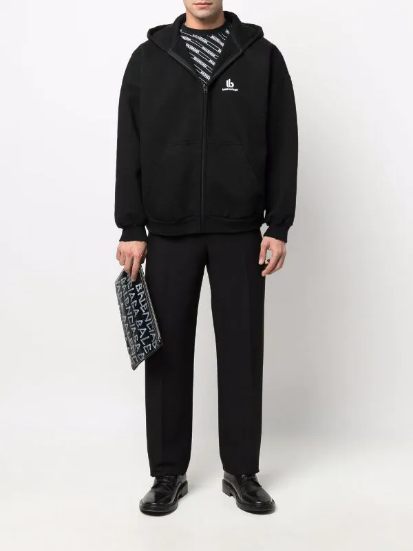 ( Nouvelle Collection ) Balenciaga Hoodie Zippé à Logo Brodé 1070 BLACK/ WHITE 4 ( Nouvelle Collection ) Balenciaga Hoodie Zippé à Logo Brodé 1070 BLACK/ WHITE – Image 2