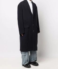 ( Positively Conscious ) Balenciaga 4100 DARK NAVY Manteau à Simple Boutonnage Homme -Vente magasin Balenciaga 17959222 38033771 600