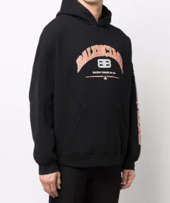 ( Positively Conscious ) Balenciaga 1074 BLACK Hoodie à Logo BB Imprimé Homme -Vente magasin Balenciaga 17964252 37958571 600