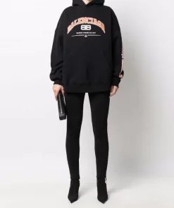 ( Positively Conscious ) Balenciaga Hoodie à Logo Imprimé 1074 BLACK -Vente magasin Balenciaga 17977487 37983557 600