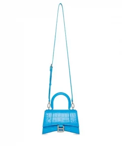 ( Positively Conscious ) Balenciaga CYAN Sac Porté épaule Hourglass à Effet Peau De Crocodile Femme -Vente magasin Balenciaga 18137855 38893897 600