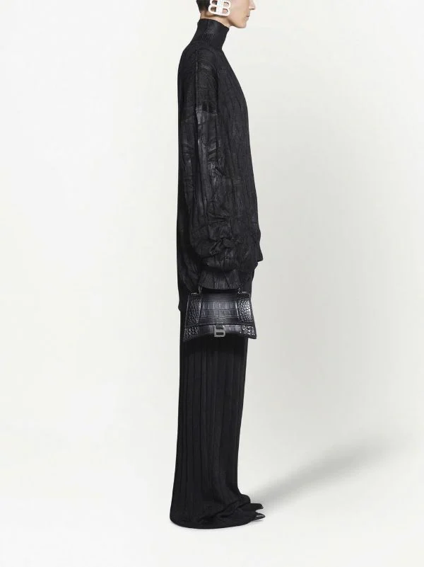 ( Positively Conscious ) Balenciaga DARK GREY Petit Sac à Main Hourglass à Effet Peau De Crocodile Femme 3 ( Positively Conscious ) Balenciaga DARK GREY Petit Sac à Main Hourglass à Effet Peau De Crocodile Femme – Image 2