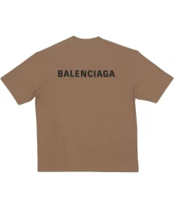 ( Positively Conscious ) Balenciaga T-shirt Droit à Logo Imprimé TAUPE/BLACK -Vente magasin Balenciaga 18137882 39557618 600