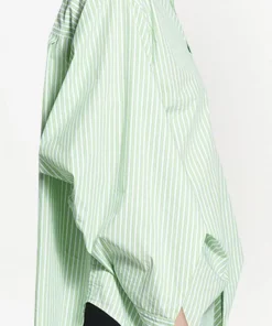 ( Positively Conscious ) Balenciaga Chemise BB Corp à Design Torsadé 3048 -GREEN/WHITE -Vente magasin Balenciaga 18174291 38961844 600
