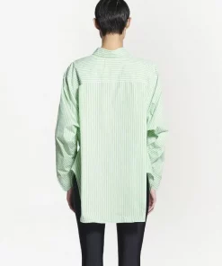 ( Positively Conscious ) Balenciaga Chemise BB Corp à Design Torsadé 3048 -GREEN/WHITE -Vente magasin Balenciaga 18174291 38961846 600