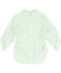 ( Positively Conscious ) Balenciaga Chemise BB Corp à Design Torsadé 3048 -GREEN/WHITE