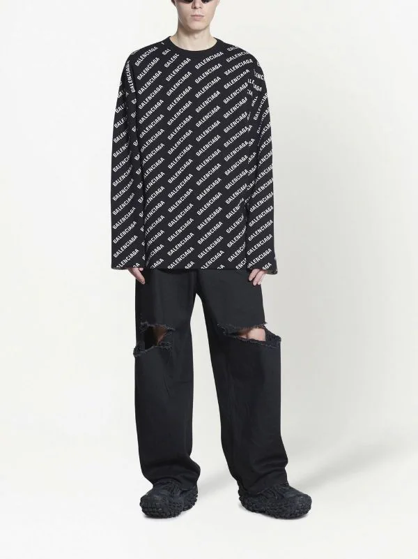 ( Positively Conscious ) Balenciaga BLACK/WHITE Pull En Intarsia à Logo Homme 3 ( Positively Conscious ) Balenciaga BLACK/WHITE Pull En Intarsia à Logo Homme – Image 2