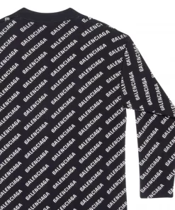 ( Positively Conscious ) Balenciaga BLACK/WHITE Cardigan à Logo All-over Femme -Vente magasin Balenciaga 18174348 39566042 600