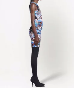 ( Positively Conscious ) Balenciaga 8470 -MULTICO Robe Courte Imprimée à Design Asymétrique Femme -Vente magasin Balenciaga 18175019 38892730 600