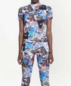 ( Positively Conscious ) Balenciaga 8470 MULTICO T-shirt à Imprimé Graphique All-over Femme -Vente magasin Balenciaga 18175020 38989443 600