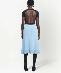 ( Positively Conscious ) Balenciaga 4850 -SKY BLUE Jupe Mi-longue En Maille Nervurée Femme -Vente magasin Balenciaga 18185378 39065310 600