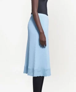 ( Positively Conscious ) Balenciaga 4850 -SKY BLUE Jupe Mi-longue En Maille Nervurée Femme -Vente magasin Balenciaga 18185378 39066335 600